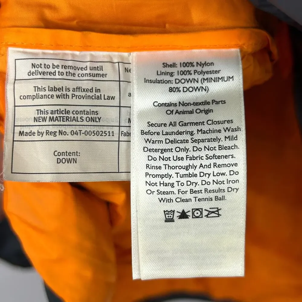 Eddie Bauer Down Puffer Jacket Gray/Orange Hooded Full Zip Men's Size XXL